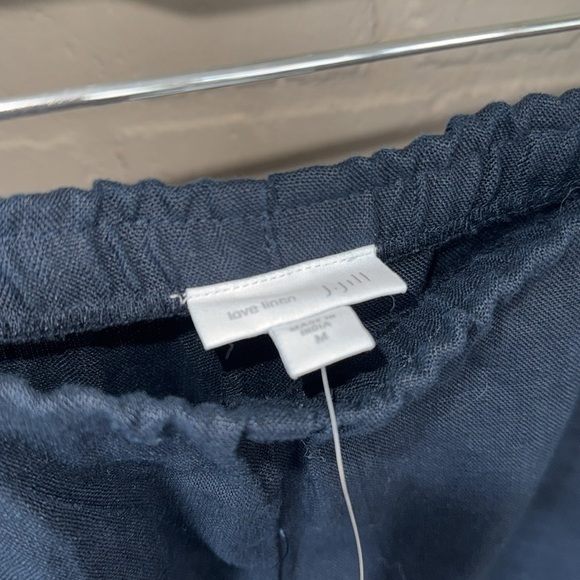 J Jill linen pants. Cropped medium NEW dep blue navy wide leg side slit pockets - Picture 2 of 3